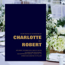 Casamento Minimalista Azul Marinho e Dourado