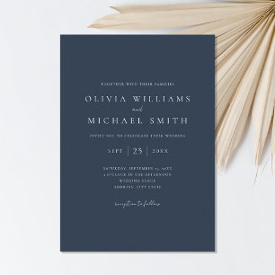 Convite Casamento Minimalista Azul-Marinho Elegante