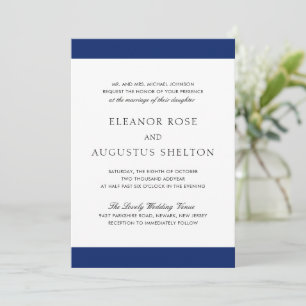 Convite Casamento Minimalista Azul Marinho Moderno Tudo Em