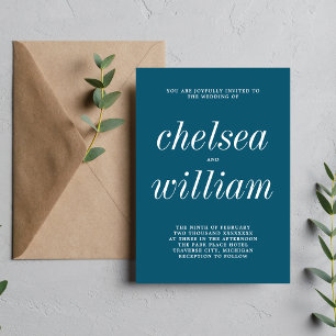 Convite Casamento Minimalista Azul Netuno 2