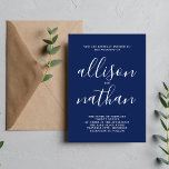 Convite Casamento Minimalista Azul Tinta 1 Verdadeiro<br><div class="desc">Este simples e maravilhoso convite de casamento é perfeito para o minimalista de todos nós! Por favor,  entre em contato comigo se você quiser ajuda para personalizar a parte de texto deste convite para casamento.</div>