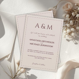 Convite Casamento minimalista bege simples moderno
