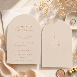 Convite Casamento Minimalista Boho Areia Cobre Script