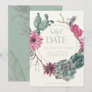 Convite Casamento Minimalista Boho Cactus Deserto