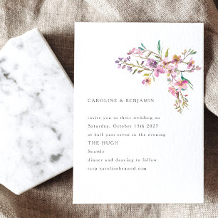 Convite Casamento Minimalista Boho Caprichoso com Flores S