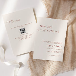 Convite Casamento Minimalista Boho Código QR RSVP Tudo Em 