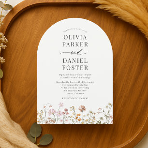 Convite Casamento Minimalista Boho Elegante Flor Silvestre