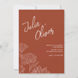 Convite Casamento Minimalista Boho Floral Casamento Editáv