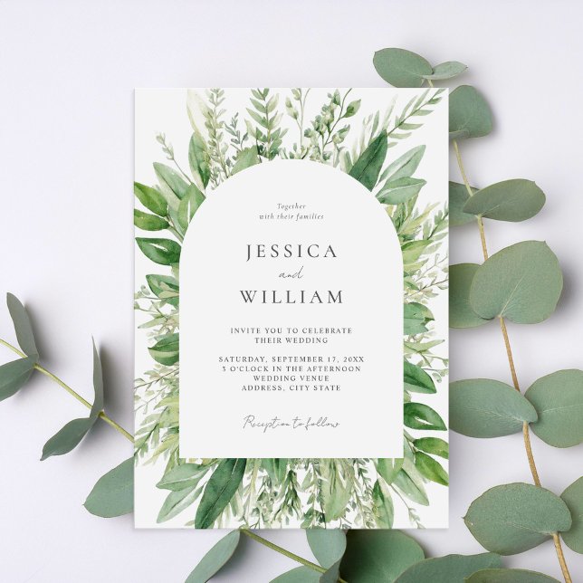 Convite Casamento Minimalista Boho Greenery (Criador carregado)