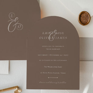 Convite Casamento Minimalista Boho Marrom Cacau Marfim Scr