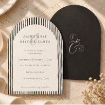 Casamento Minimalista Boho Preto Listras Marfim