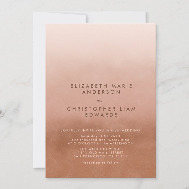 Convite Casamento Minimalista Boho Terracota Ombre (Frente)
