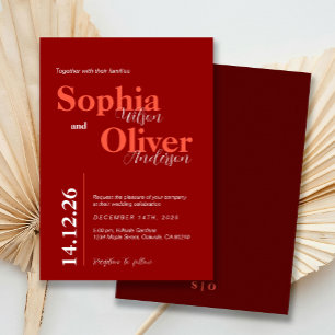 Convite Casamento Minimalista Bold Cherry Red