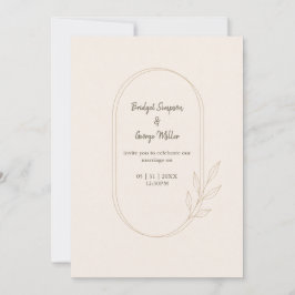 Convite Casamento minimalista botânico dourado escandinavo