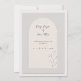 Convite Casamento minimalista botânico em azul sage