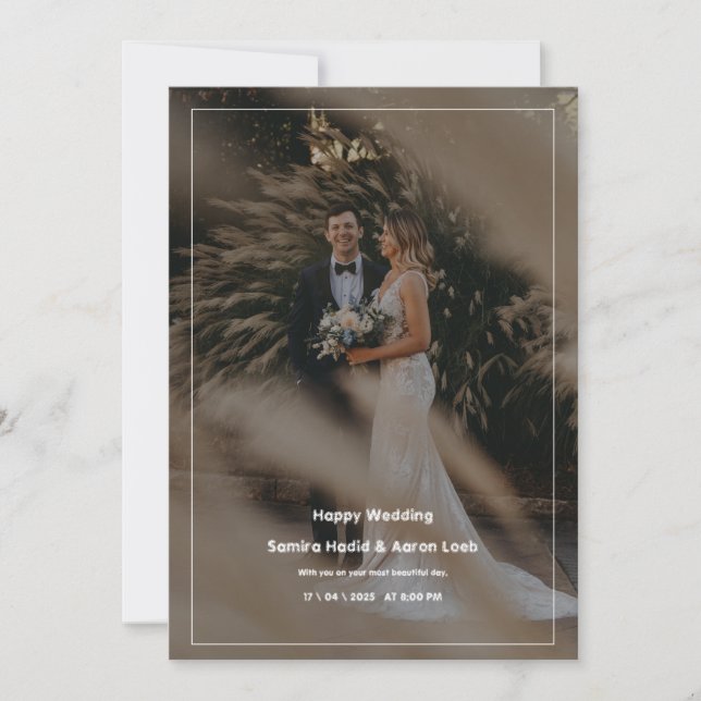 Convite Casamento Minimalista Branco e Negro (Frente)