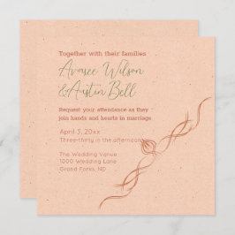 Convite Casamento Minimalista Branco e Peach