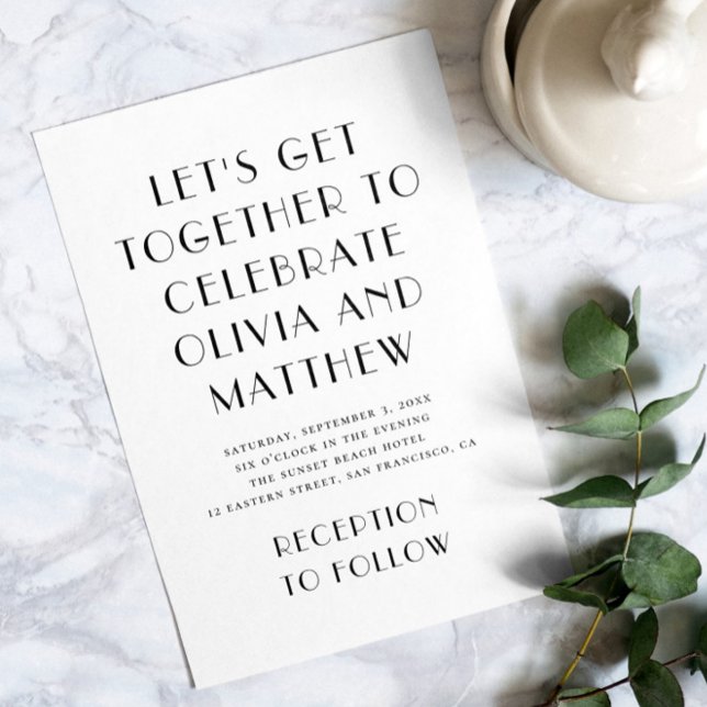 Convite Casamento minimalista branco e preto (Criador carregado)