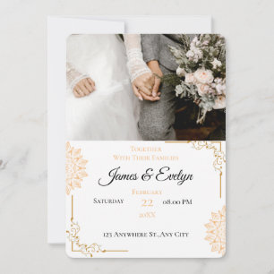 Convite Casamento minimalista branco marrom