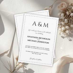 Convite Casamento minimalista branco moderno