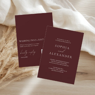 Convite Casamento Minimalista Burgundy Elegante