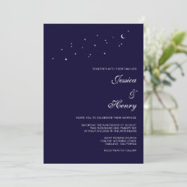 Convite Casamento Minimalista Celestial Azul Meia-Noite