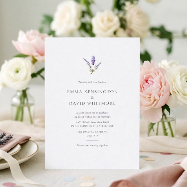 Convite Casamento Minimalista Chic Lavanda Elegante (Criador carregado)
