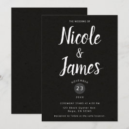 Convite Casamento Minimalista Chic Moderno Preto