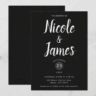 Convite Casamento Minimalista Chic Moderno Preto