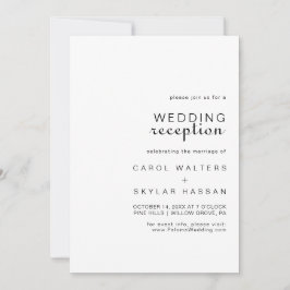 Convite Casamento Minimalista Clássico de Caligrafia Recep
