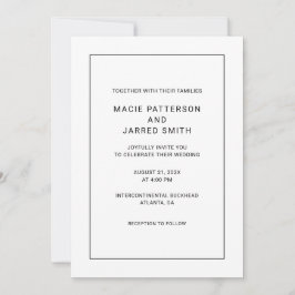 Convite Casamento Minimalista Clássico Elegante Moderno