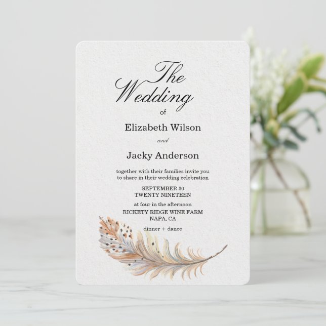 Convite Casamento minimalista clássico elegante moderno (Em pé/Frente)