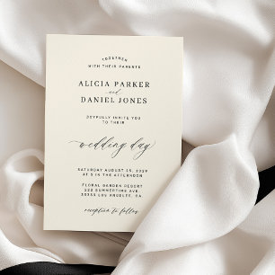 Convite Casamento minimalista clássico elegante preto e ma
