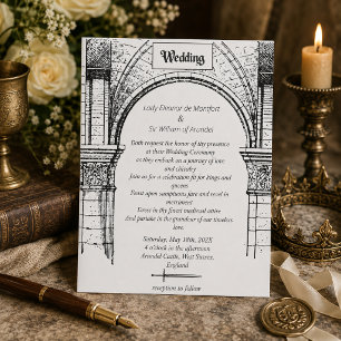 Convite Casamento Minimalista com Arco de Castelo Medieval