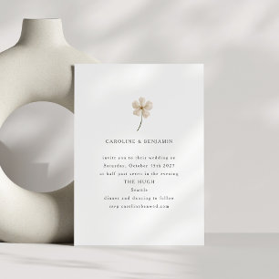 Convite Casamento Minimalista com Flores Silvestres em Aqu