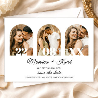 Convite Casamento Minimalista com Foto Moderna para Salvar