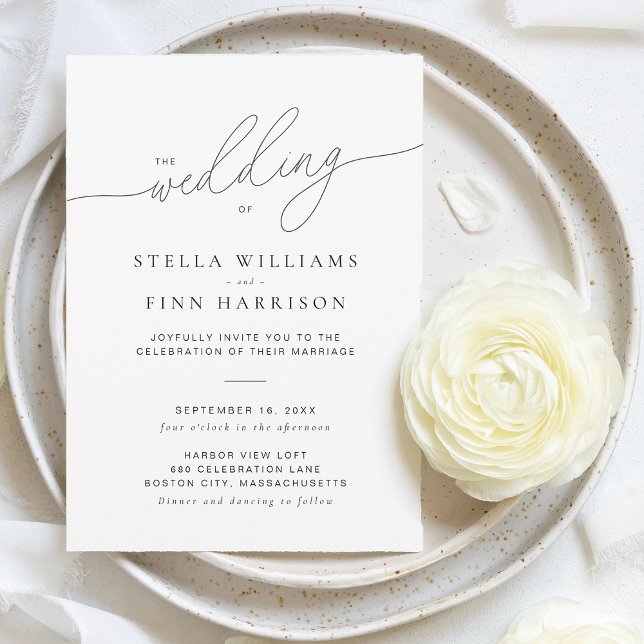 Convite Casamento Minimalista com Letra Elegante Moderna (Modern Elegant Script Minimalist Wedding Invitation)