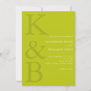 Convite Casamento Minimalista com Monograma Chartreuse Mod