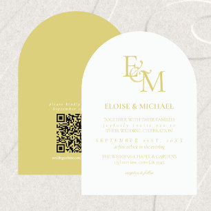 Convite Casamento Minimalista com Monograma Clássico em Ch