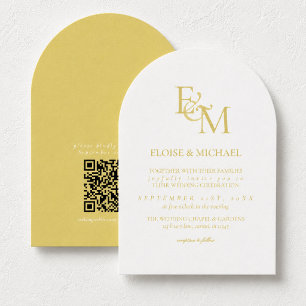 Convite Casamento Minimalista com Monograma Clássico em Ch