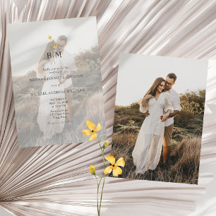 Convite Casamento Minimalista com Monograma de Foto