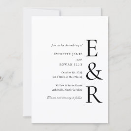 Convite Casamento Minimalista com Monograma Moderno e Ousa