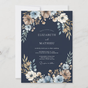 Convite Casamento Minimalista com Pétala de Taupe à Meia-N