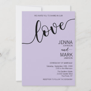 Convite Casamento Minimalista com Roteiro de Amor Preto La
