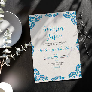 Convite Casamento Minimalista com Talavera Turquesa Mexica