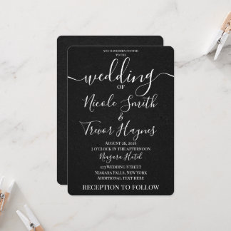 Convite Casamento Minimalista com Textura Preta Personaliz