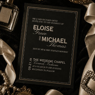 Convite Casamento Minimalista com Tipografia Formal de Gra