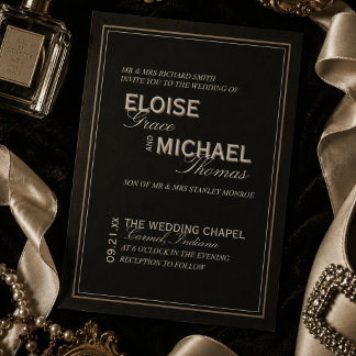 Convite Casamento Minimalista com Tipografia Formal de Gra
