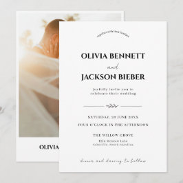 Convite Casamento Minimalista com Tipografia Moderna Elega