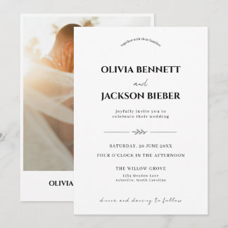 Convite Casamento Minimalista com Tipografia Moderna Elega